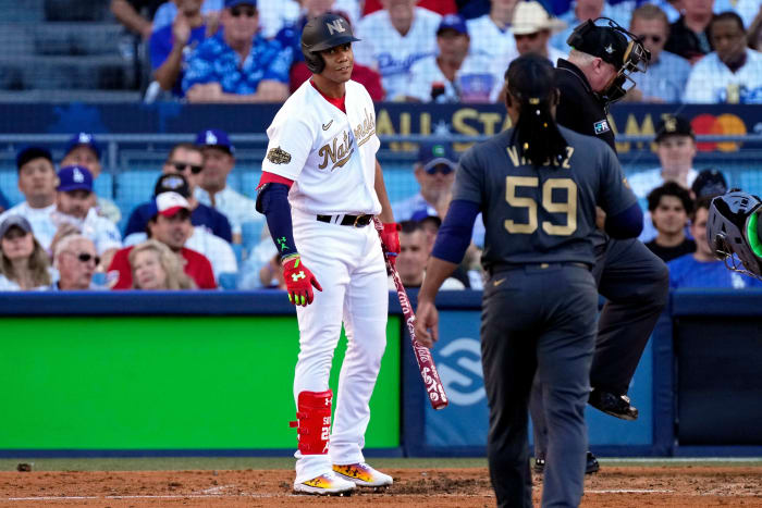 Juan Soto stares down Framber Valdez.